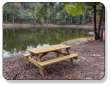 Picninc table near the pond at M & M Outdoors Campground.